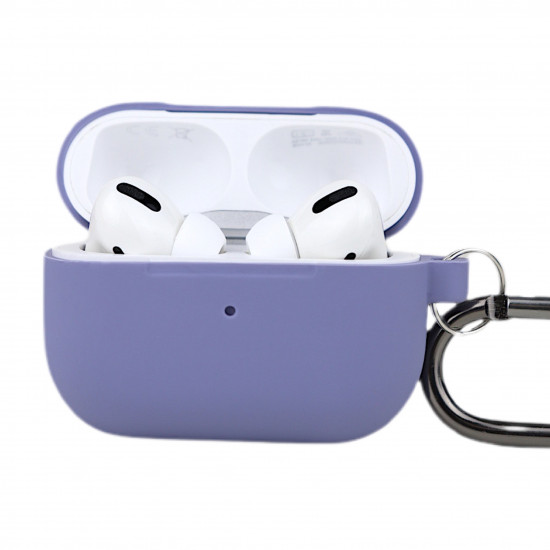 Чехол силиконовый с карабином для Apple Airpods Pro Лавандовый