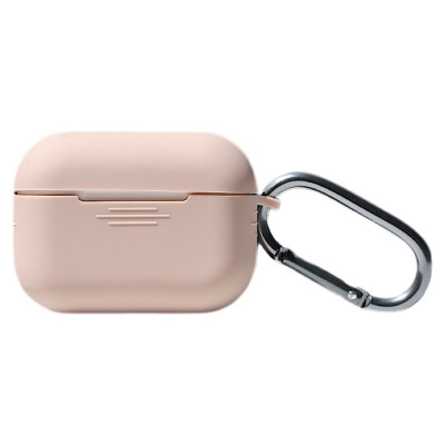 Чохол силіконовий з карабіном для Apple Airpods Pro Пудровий