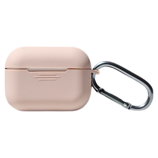 Чехол силиконовый с карабином для Apple Airpods Pro Пудровый