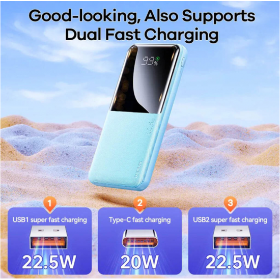 Power Bank Remax RPP-622 Швидка зарядка з вихідною потужністю до 22.5 Вт, 20000 mAh, Чорний
